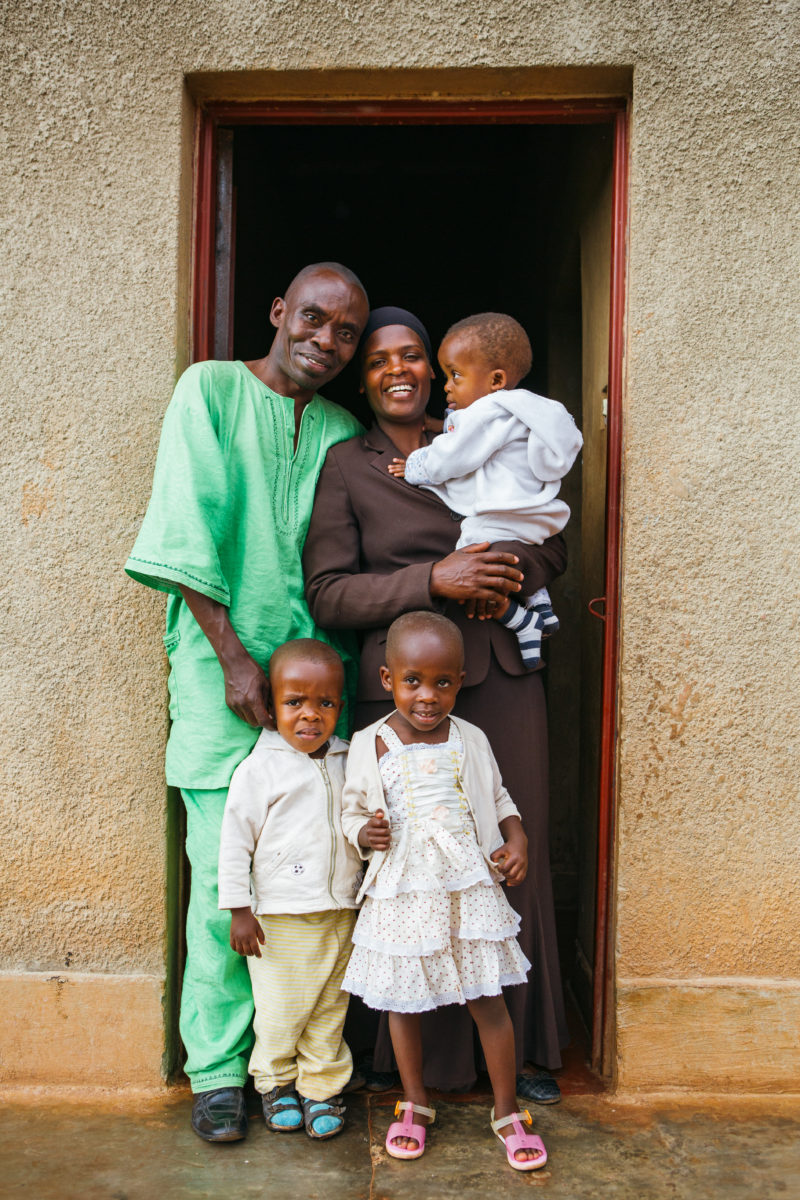 Man and woman with three children